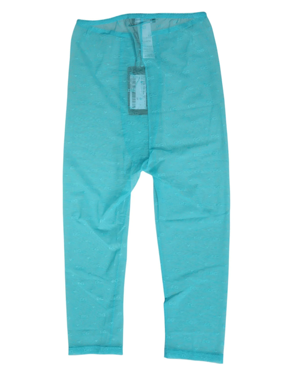 Dolce & Gabbana Light Blue Logo Lace Tight Midi Trouser Underwear - Zeiniez