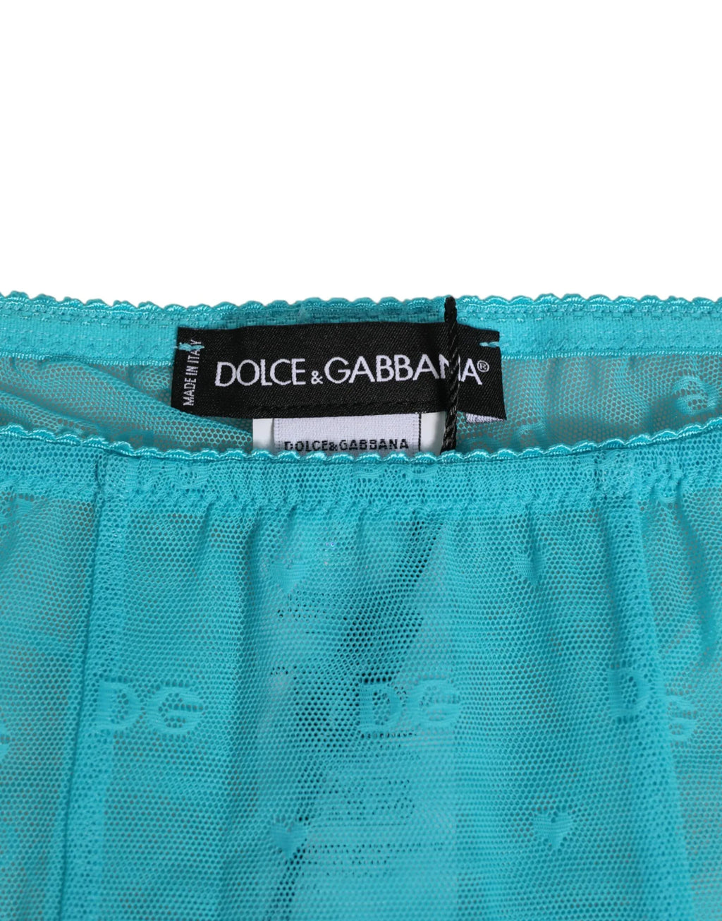 Dolce & Gabbana Light Blue Logo Lace Tight Midi Trouser Underwear - Zeiniez