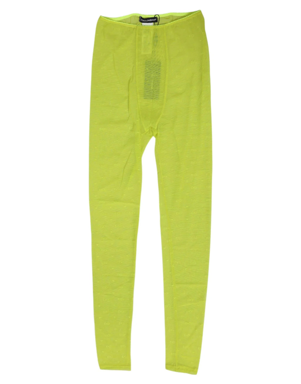 Dolce & Gabbana Neon Green Nylon Logo Lace Leggings Pants Underwear - Zeiniez