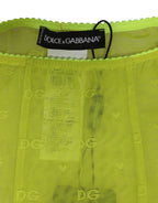 Dolce & Gabbana Neon Green Nylon Logo Lace Leggings Pants Underwear - Zeiniez
