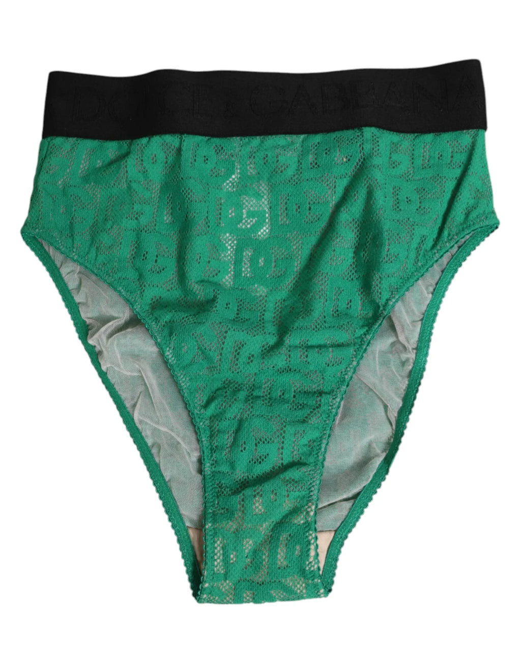 Dolce & Gabbana Green DG Logo Lace High Brief Panty Underwear - Zeiniez
