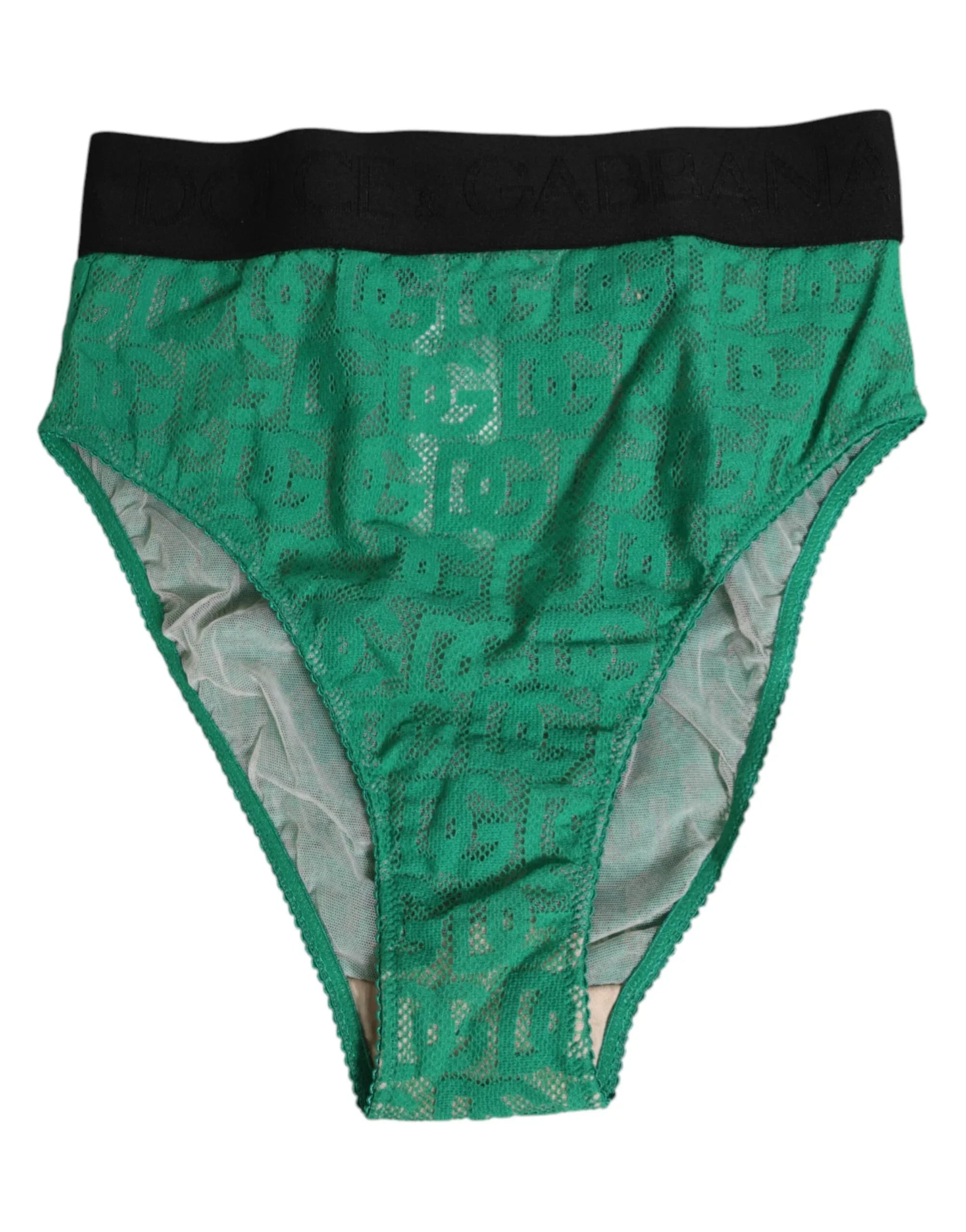 Dolce & Gabbana Green DG Logo Lace High Brief Panty Underwear - Zeiniez