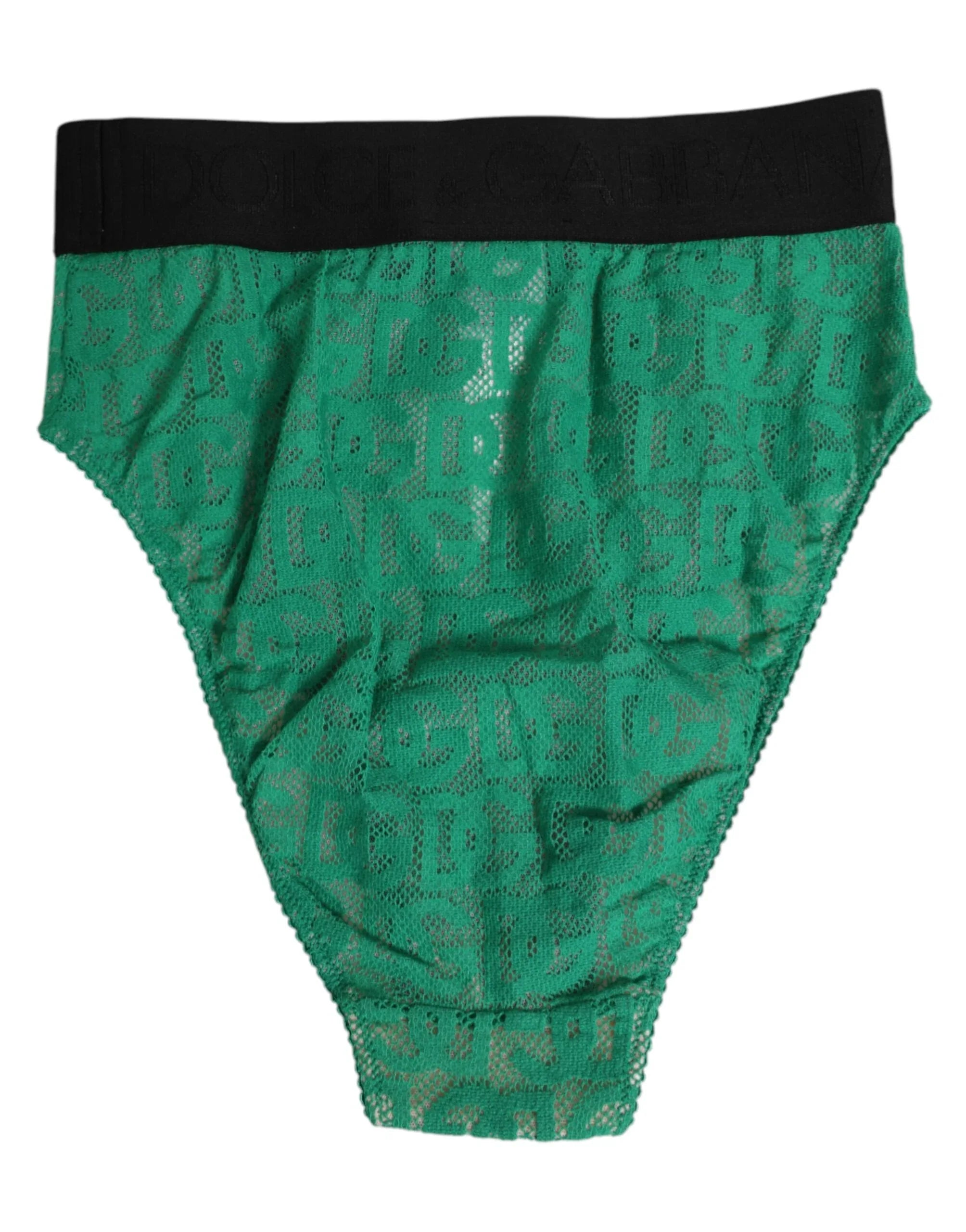 Dolce & Gabbana Green DG Logo Lace High Brief Panty Underwear - Zeiniez