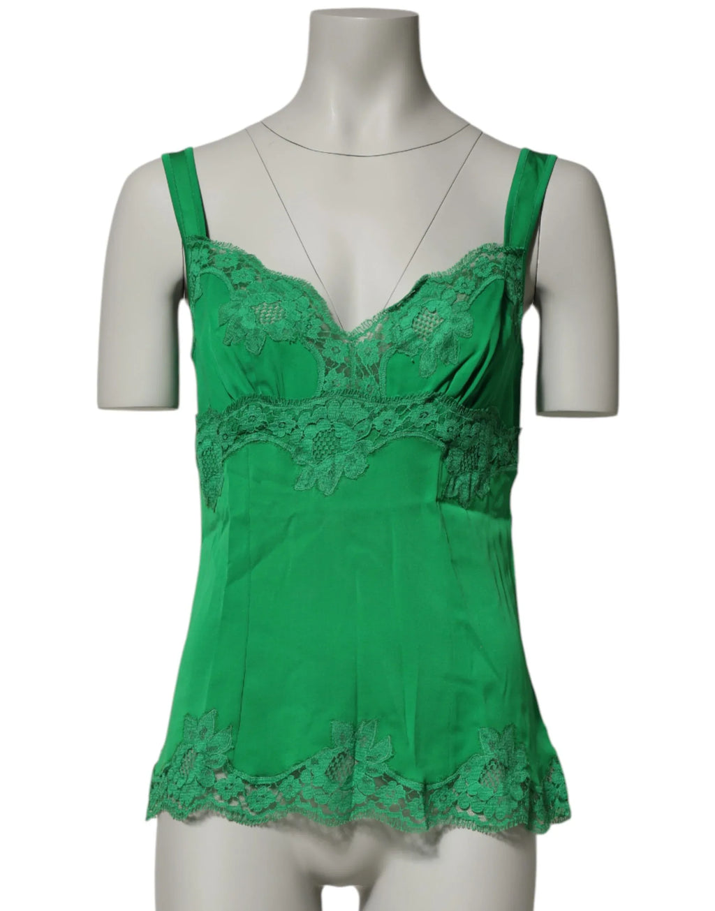 Dolce & Gabbana Green Floral Lace Tank Lingerie Top Underwear - Zeiniez