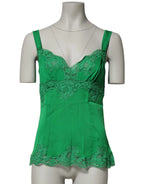 Dolce & Gabbana Green Floral Lace Tank Lingerie Top Underwear - Zeiniez