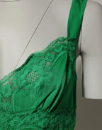 Dolce & Gabbana Green Floral Lace Tank Lingerie Top Underwear - Zeiniez