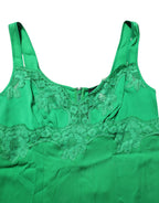 Dolce & Gabbana Green Floral Lace Tank Lingerie Top Underwear - Zeiniez