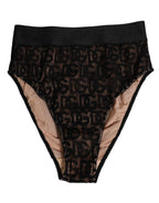 Dolce & Gabbana Black DG Logo Lace High Brief Panty Underwear - Zeiniez
