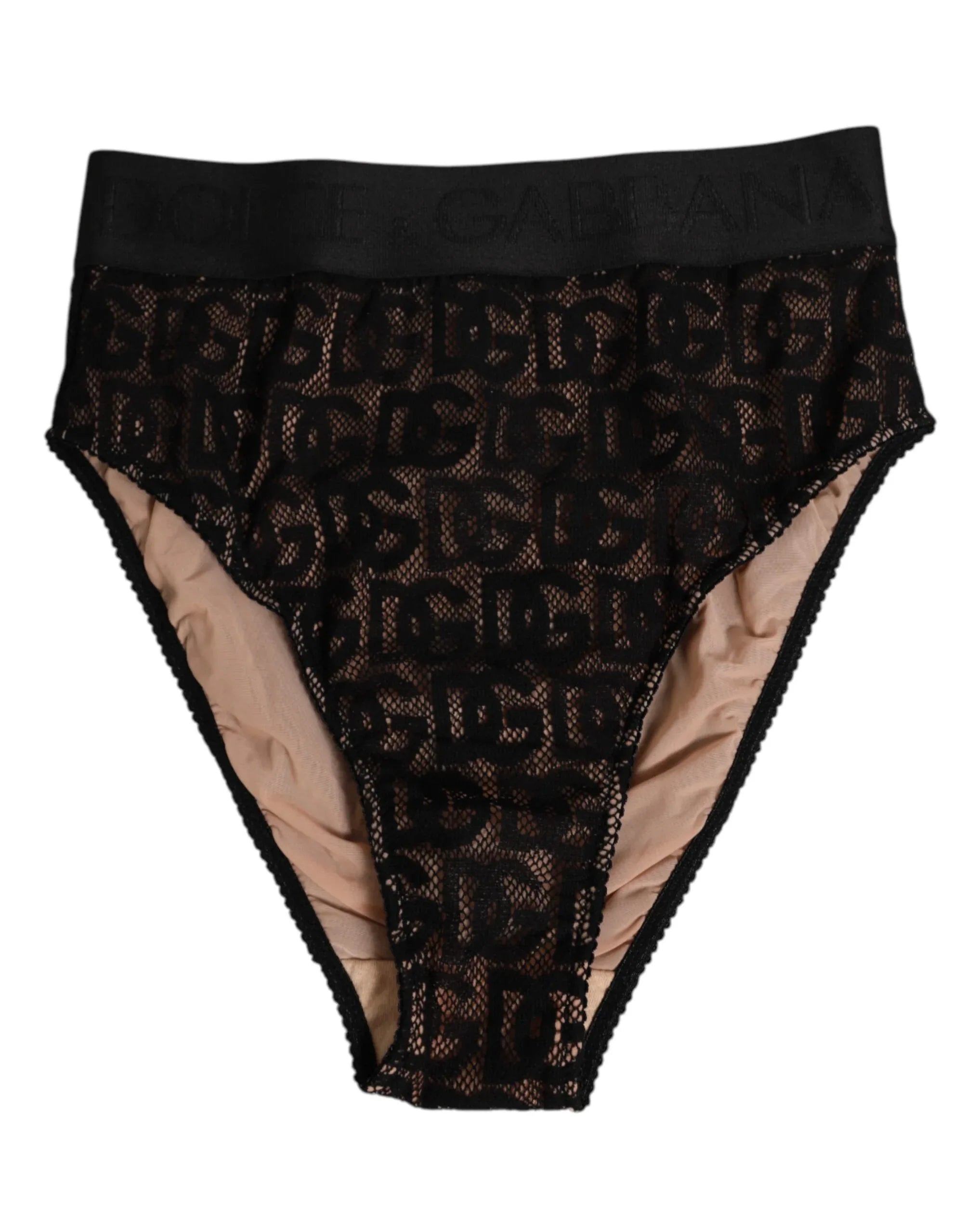 Dolce & Gabbana Black DG Logo Lace High Brief Panty Underwear - Zeiniez