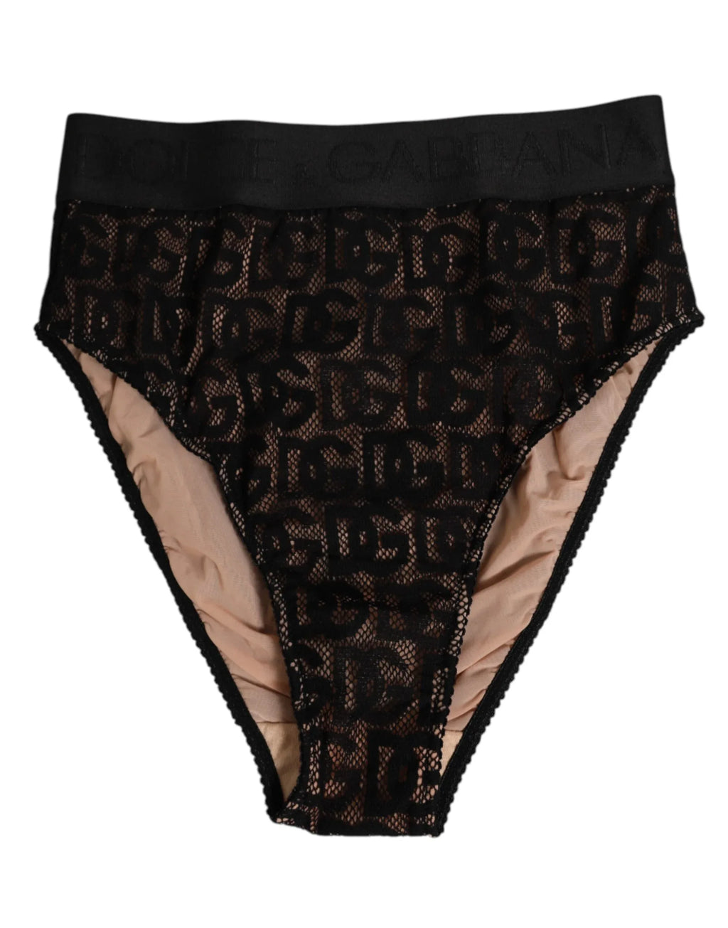 Dolce & Gabbana Black DG Logo Lace High Brief Panty Underwear - Zeiniez