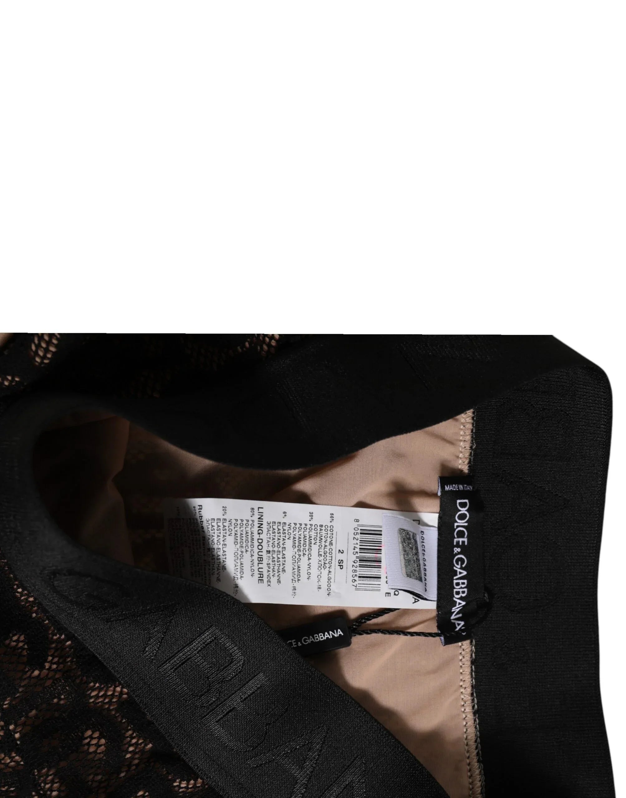 Dolce & Gabbana Black DG Logo Lace High Brief Panty Underwear - Zeiniez