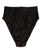 Dolce & Gabbana Black DG Logo Lace High Brief Panty Underwear - Zeiniez