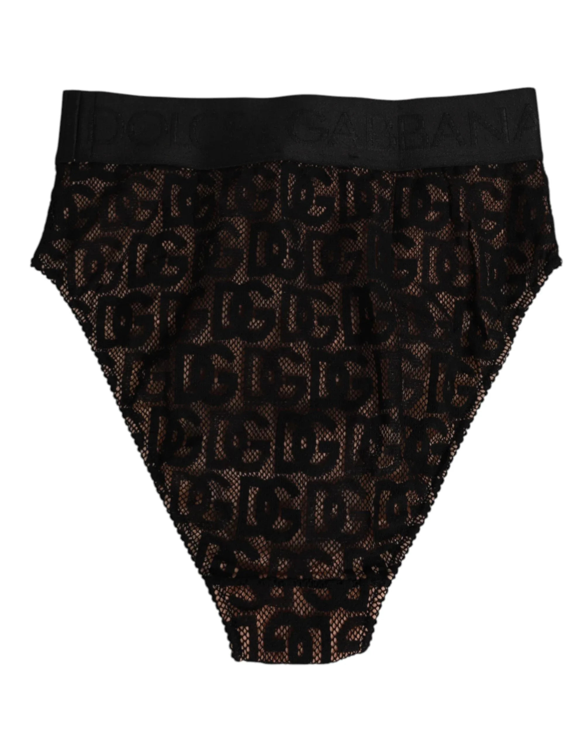 Dolce & Gabbana Black DG Logo Lace High Brief Panty Underwear - Zeiniez