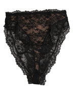 Dolce & Gabbana Black Floral Lace Mesh High Brief Panty Underwear - Zeiniez