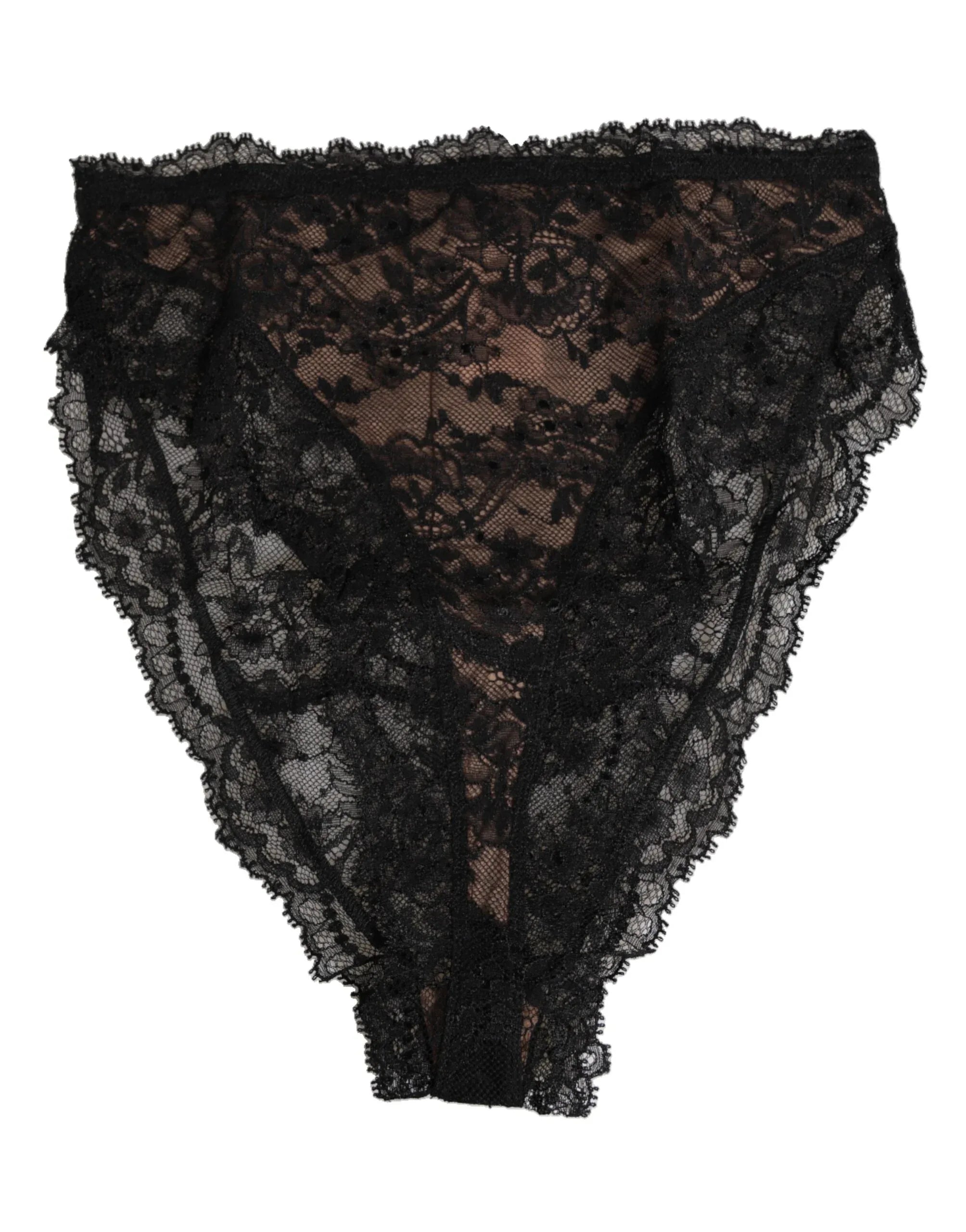 Dolce & Gabbana Black Floral Lace Mesh High Brief Panty Underwear - Zeiniez