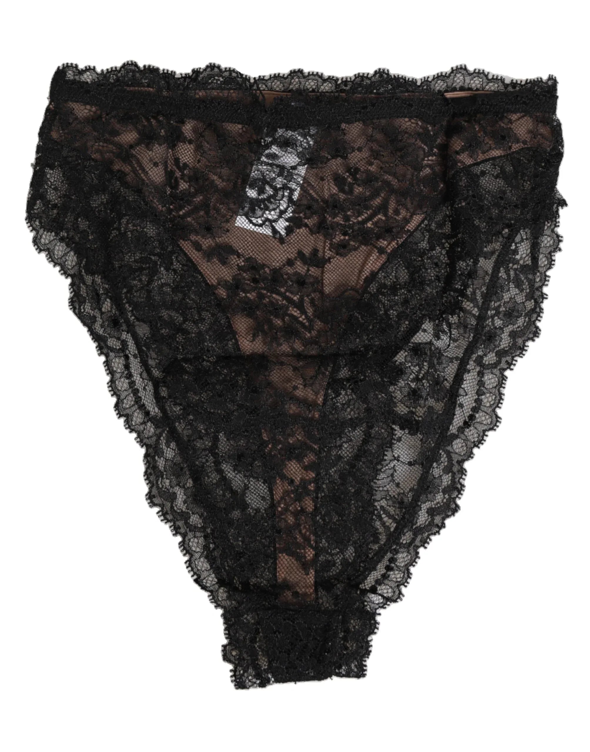 Dolce & Gabbana Black Floral Lace Mesh High Brief Panty Underwear - Zeiniez