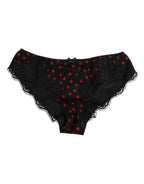 Dolce & Gabbana Black Polka Dotted Silk Low Waist Panty Underwear - Zeiniez