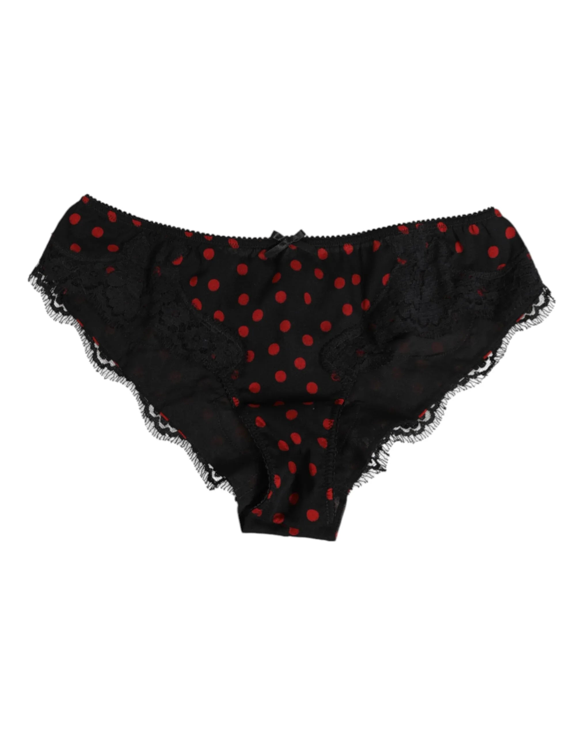 Dolce & Gabbana Black Polka Dotted Silk Low Waist Panty Underwear - Zeiniez