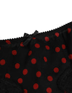 Dolce & Gabbana Black Polka Dotted Silk Low Waist Panty Underwear - Zeiniez
