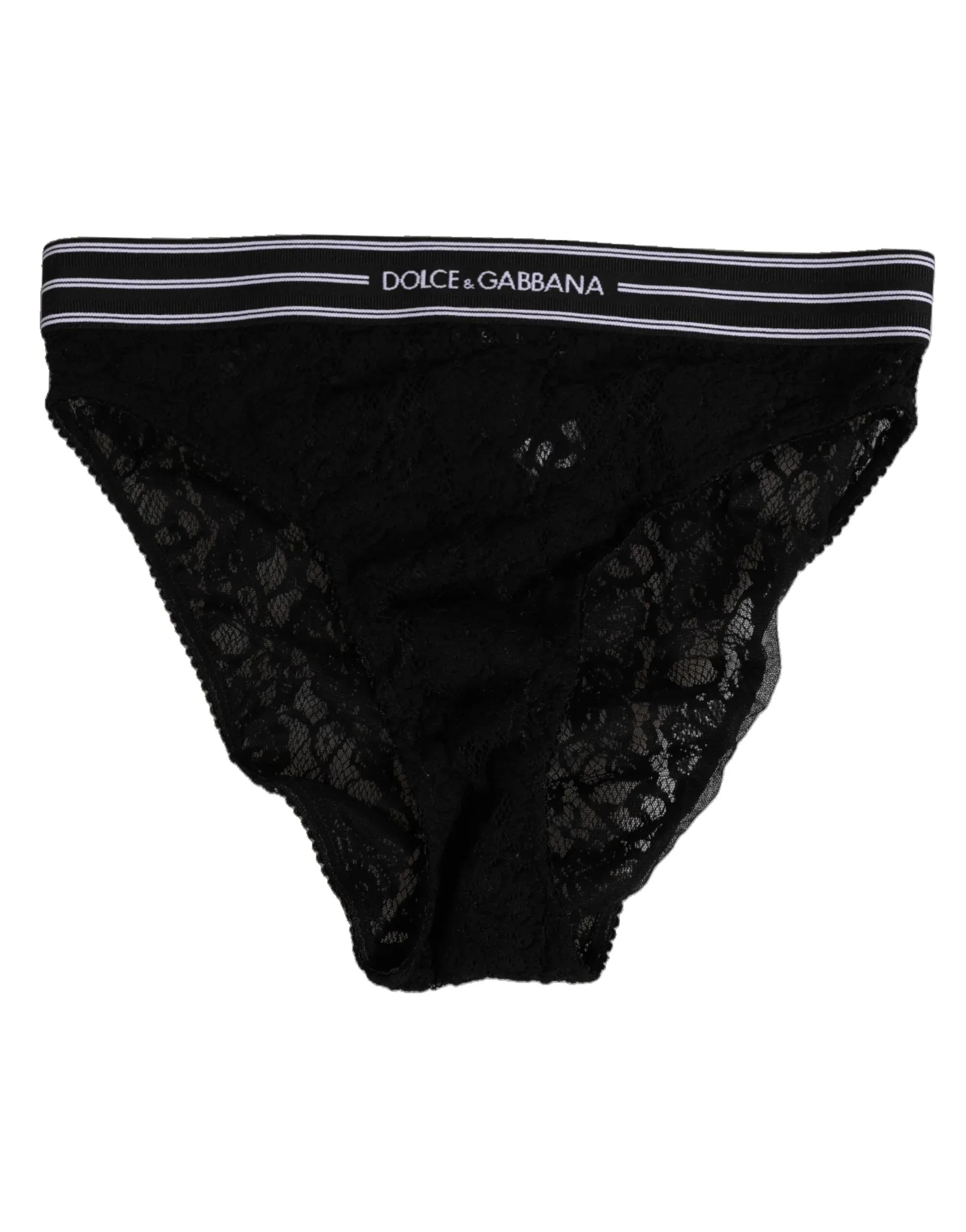 Dolce & Gabbana Black Lace Slip Brief Logo Waistband Underwear - Zeiniez
