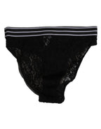 Dolce & Gabbana Black Lace Slip Brief Logo Waistband Underwear - Zeiniez
