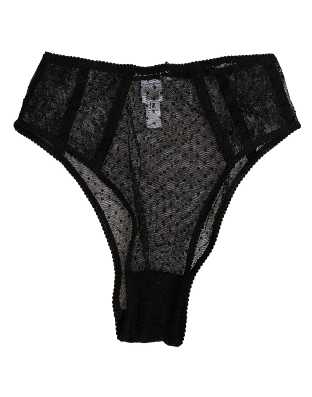 Dolce & Gabbana Black Lace Polka Dot Mesh High Waist Underwear - Zeiniez