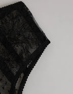 Dolce & Gabbana Black Lace Polka Dot Mesh High Waist Underwear - Zeiniez