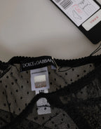 Dolce & Gabbana Black Lace Polka Dot Mesh High Waist Underwear - Zeiniez