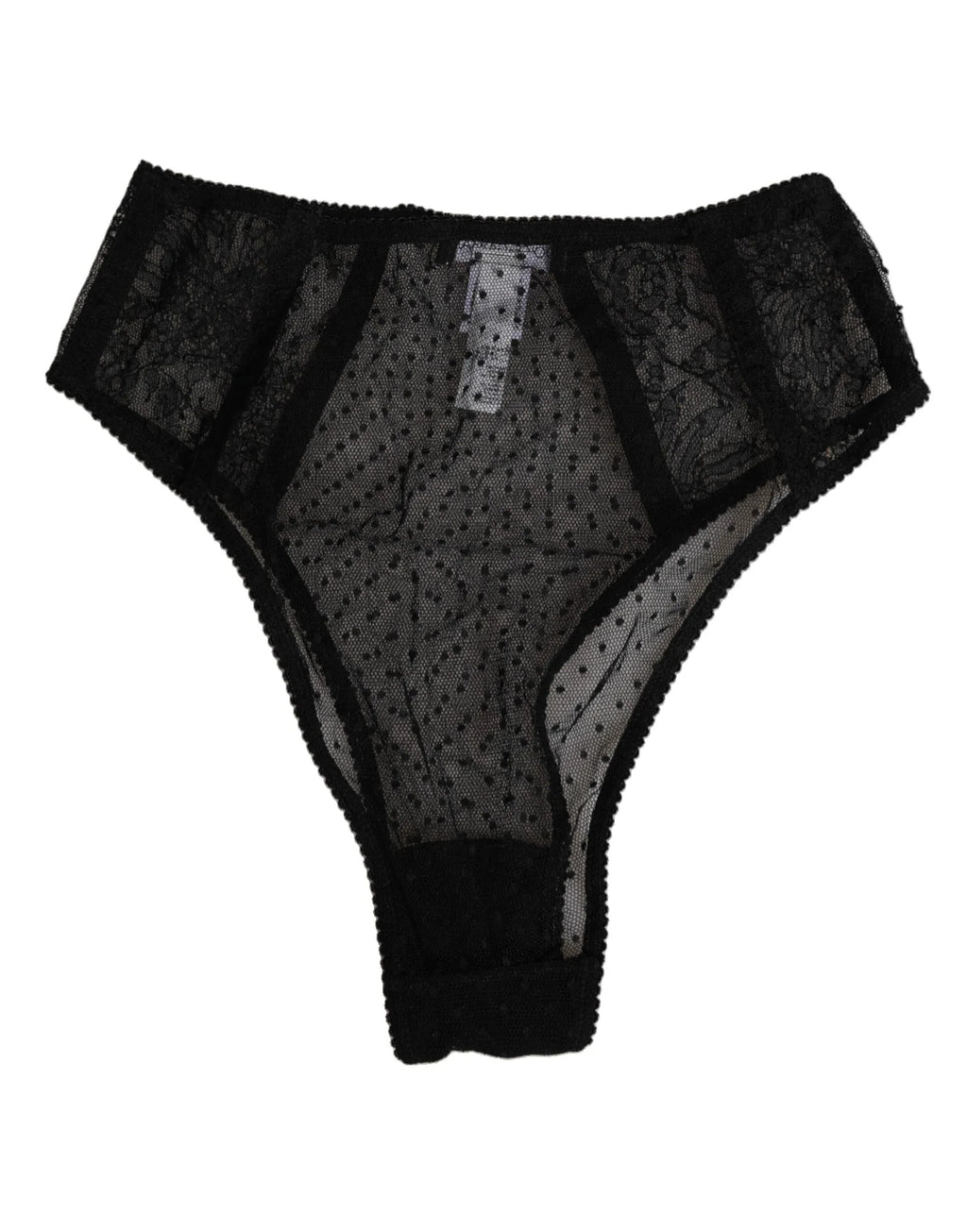 Dolce & Gabbana Black Lace Polka Dot Mesh High Waist Underwear - Zeiniez