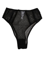 Dolce & Gabbana Black Lace Polka Dot Mesh High Waist Underwear - Zeiniez