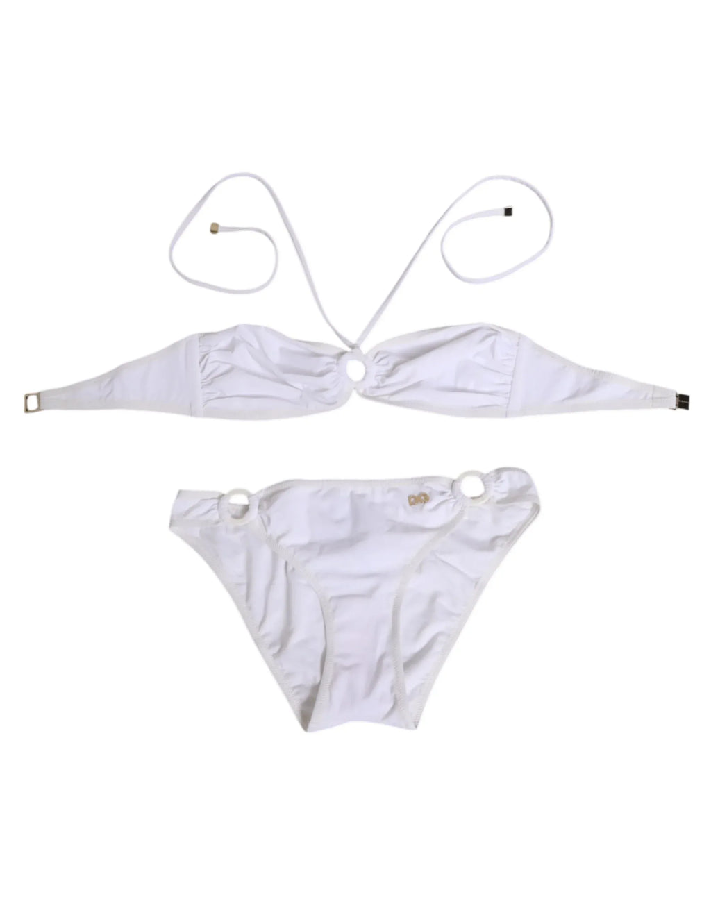 Dolce & Gabbana White Logo Swimsuit 2 Piece Top Bottom Swimwear - Zeiniez