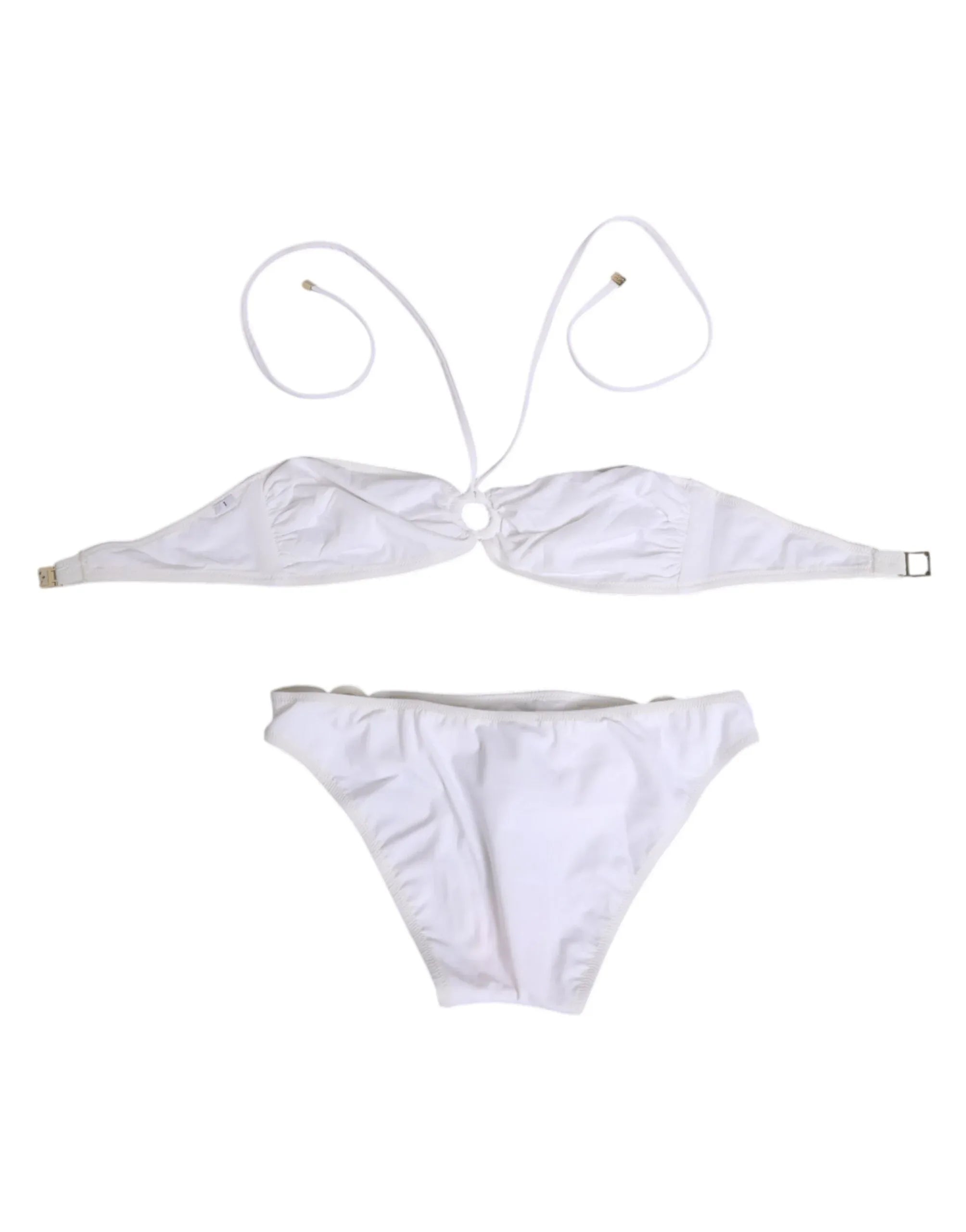 Dolce & Gabbana White Logo Swimsuit 2 Piece Top Bottom Swimwear - Zeiniez