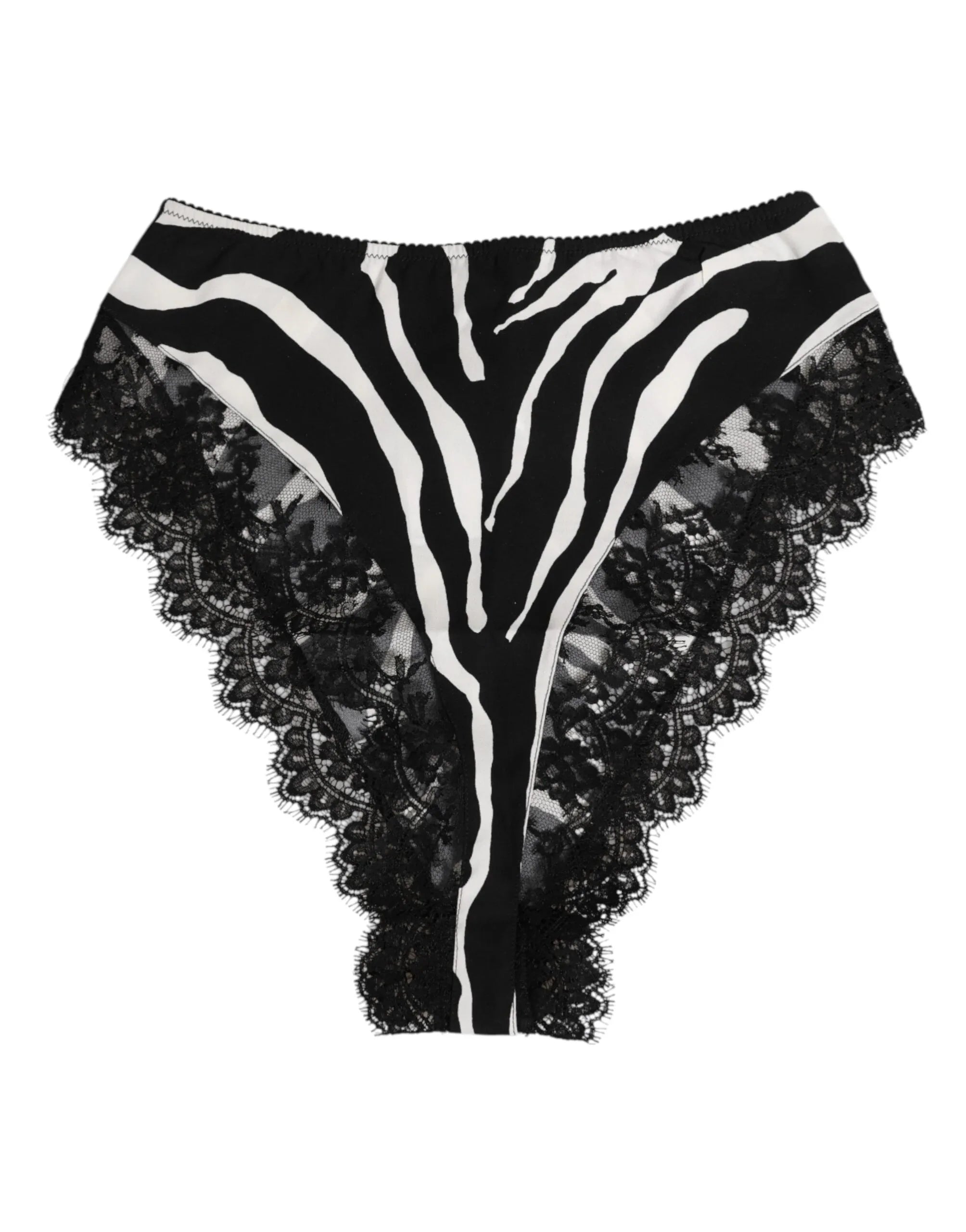 Dolce & Gabbana Black Silk Zebra Print Lace High Waist Underwear - Zeiniez