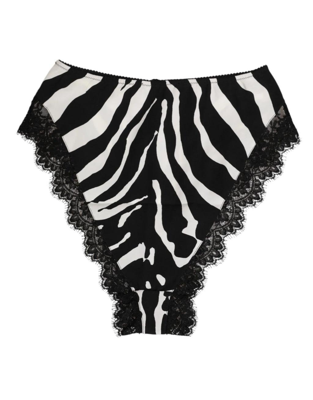 Dolce & Gabbana Black Silk Zebra Print Lace High Waist Underwear - Zeiniez