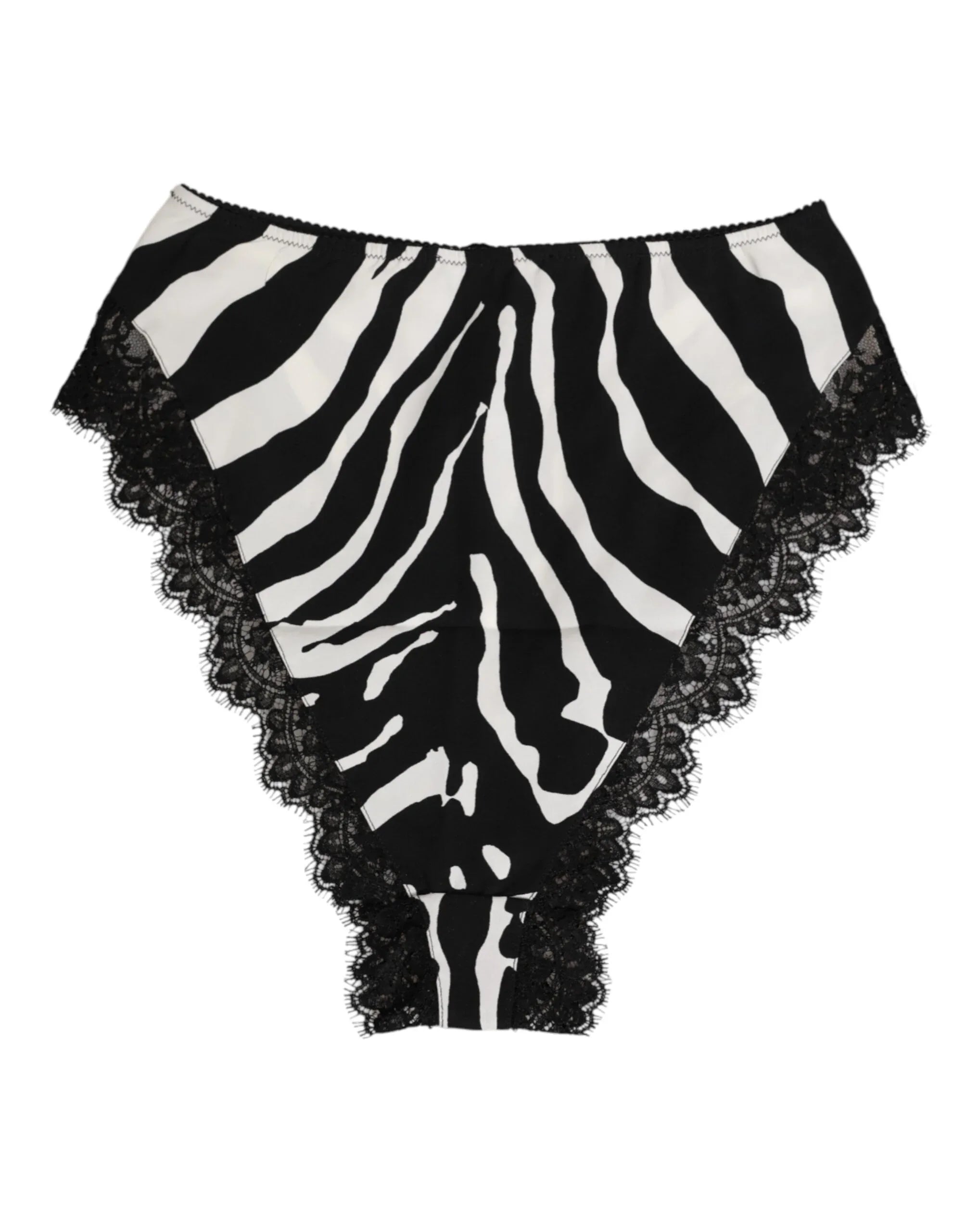 Dolce & Gabbana Black Silk Zebra Print Lace High Waist Underwear - Zeiniez