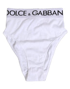 Dolce & Gabbana White Cotton Stretch High Waist Panty Underwear - Zeiniez