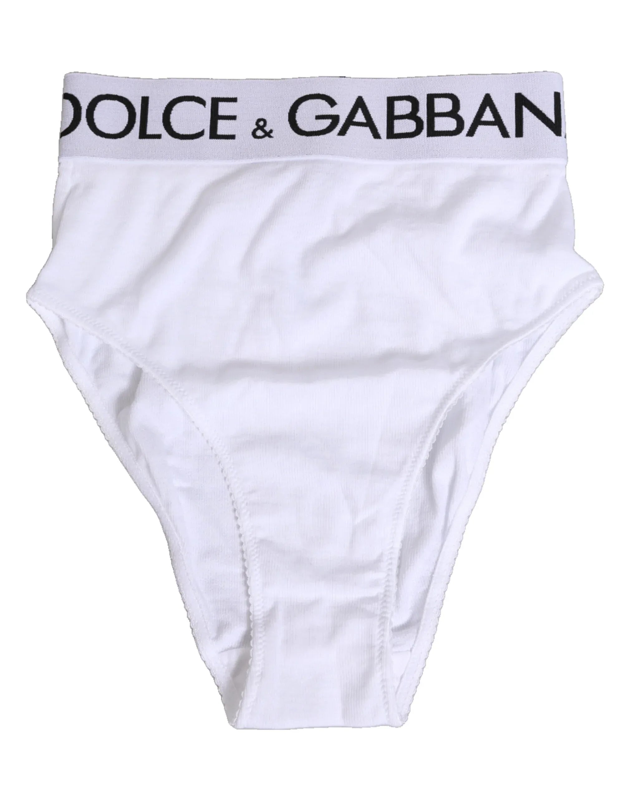 Dolce & Gabbana White Cotton Stretch High Waist Panty Underwear - Zeiniez