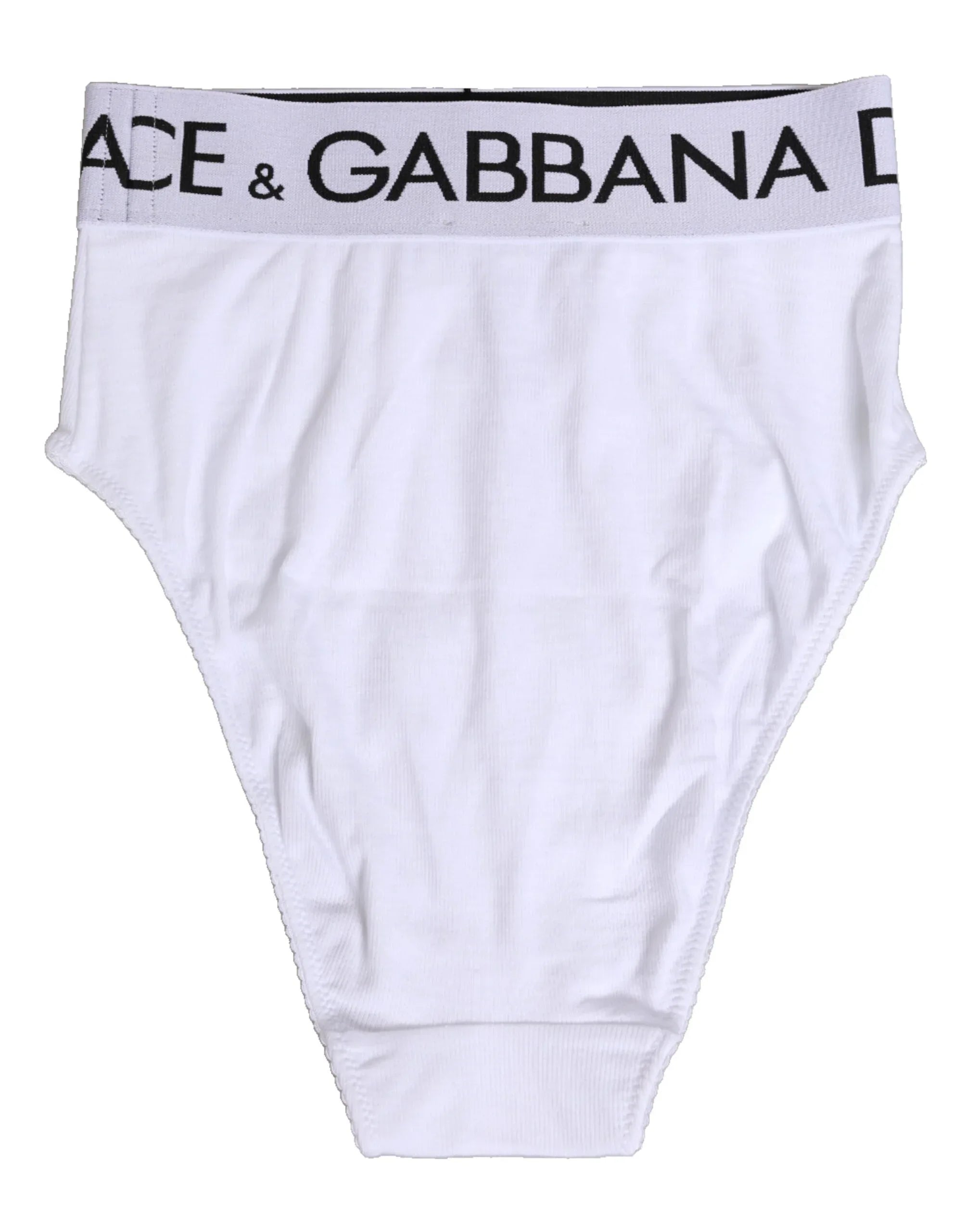 Dolce & Gabbana White Cotton Stretch High Waist Panty Underwear - Zeiniez