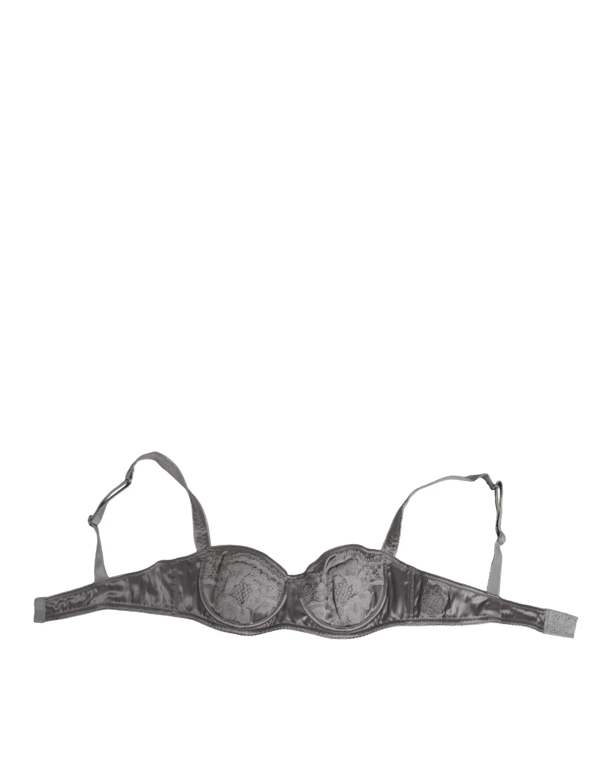 Dolce & Gabbana Gray Silk Underwired Balconette Bra Underwear - Zeiniez