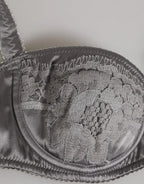 Dolce & Gabbana Gray Silk Underwired Balconette Bra Underwear - Zeiniez
