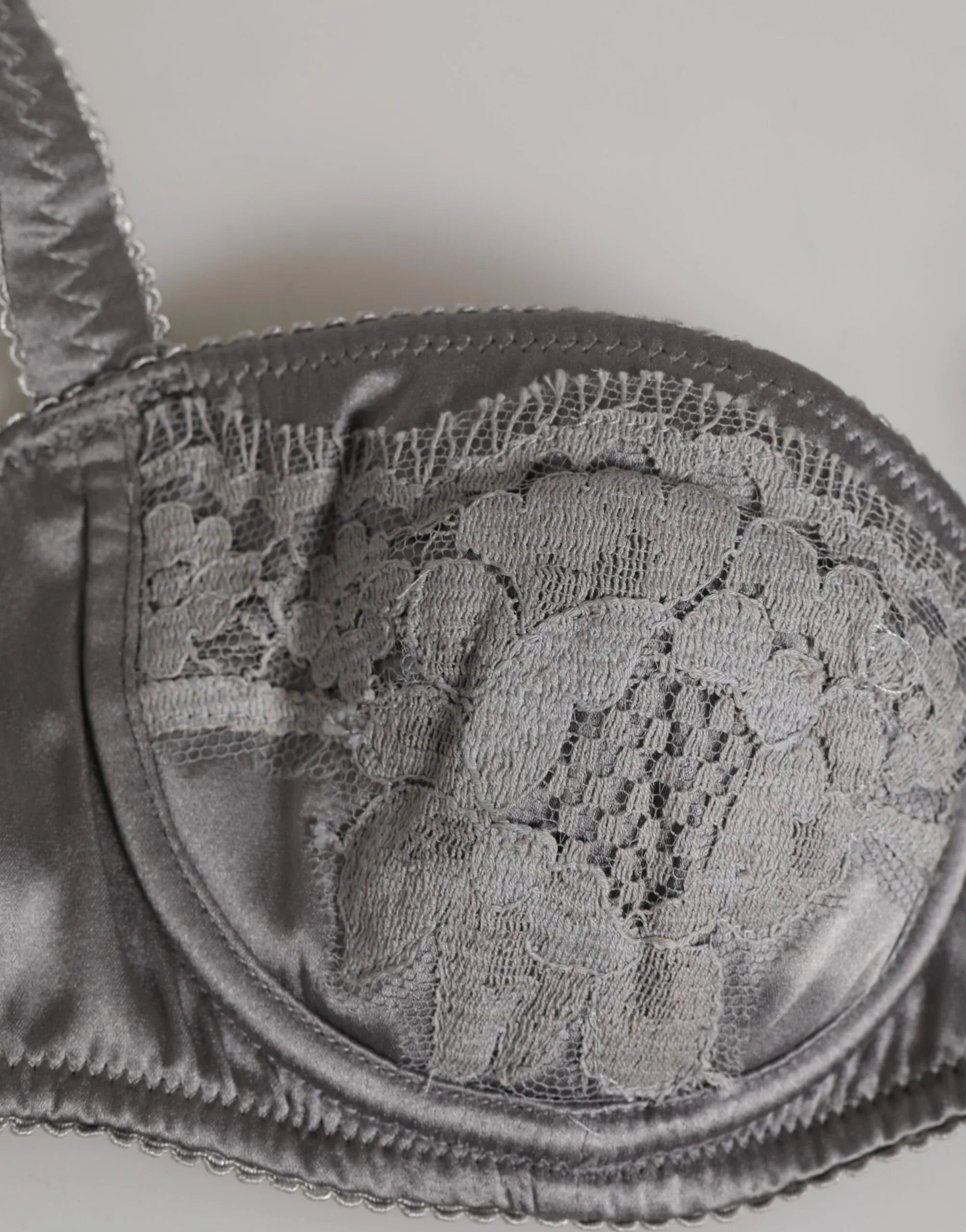 Dolce & Gabbana Gray Silk Underwired Balconette Bra Underwear - Zeiniez