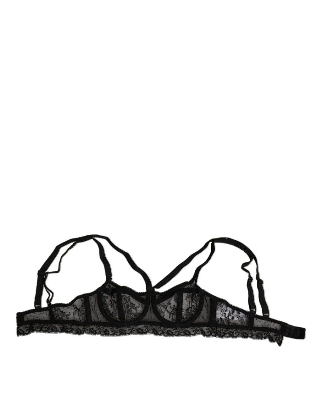 Dolce & Gabbana Black Floral Lace Nylon Balconcino Bra Underwear - Zeiniez
