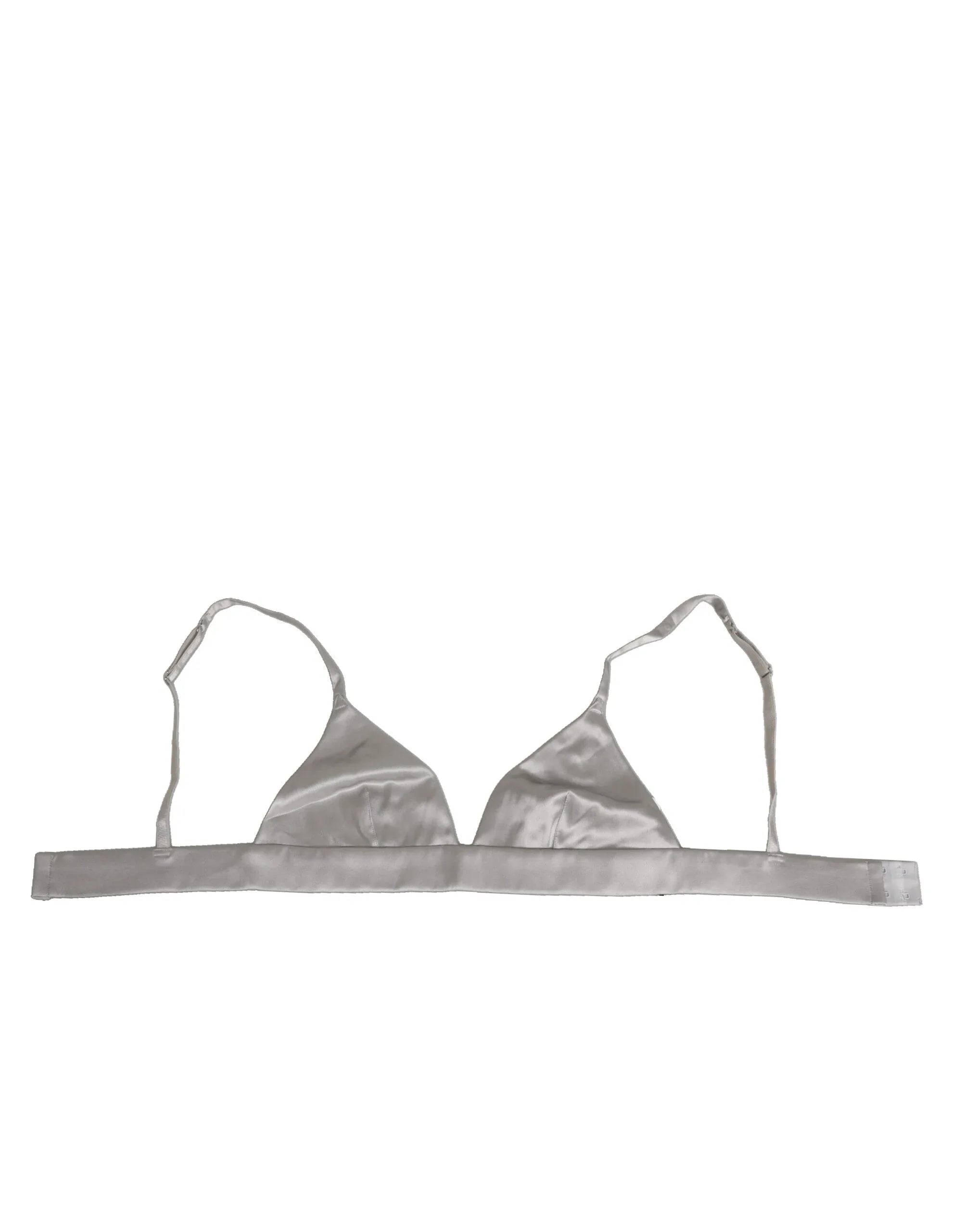 Dolce & Gabbana Gray Silk Satin Triangle Soft Cup Bra Underwear - Zeiniez