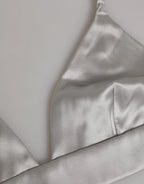 Dolce & Gabbana Gray Silk Satin Triangle Soft Cup Bra Underwear - Zeiniez