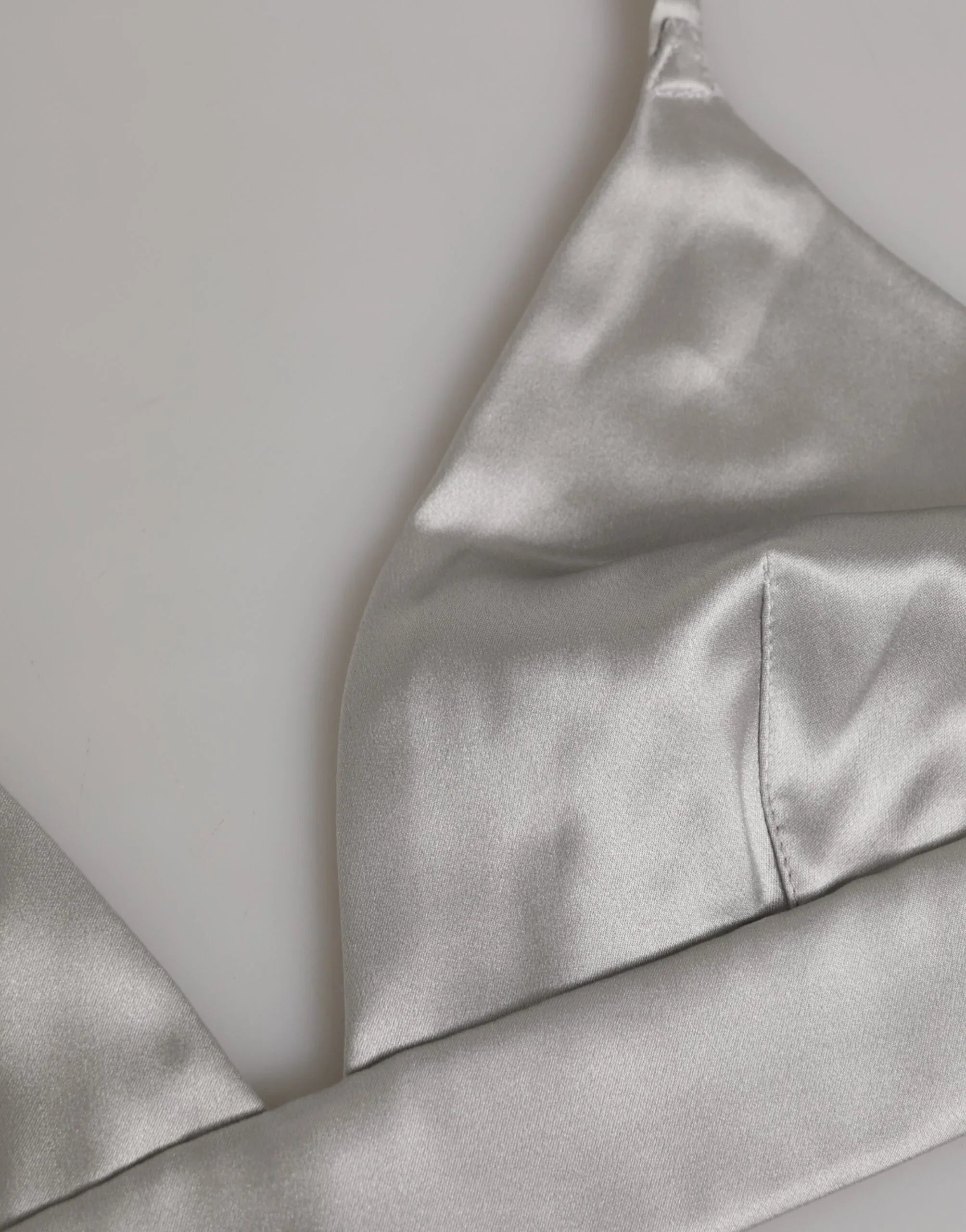 Dolce & Gabbana Gray Silk Satin Triangle Soft Cup Bra Underwear - Zeiniez