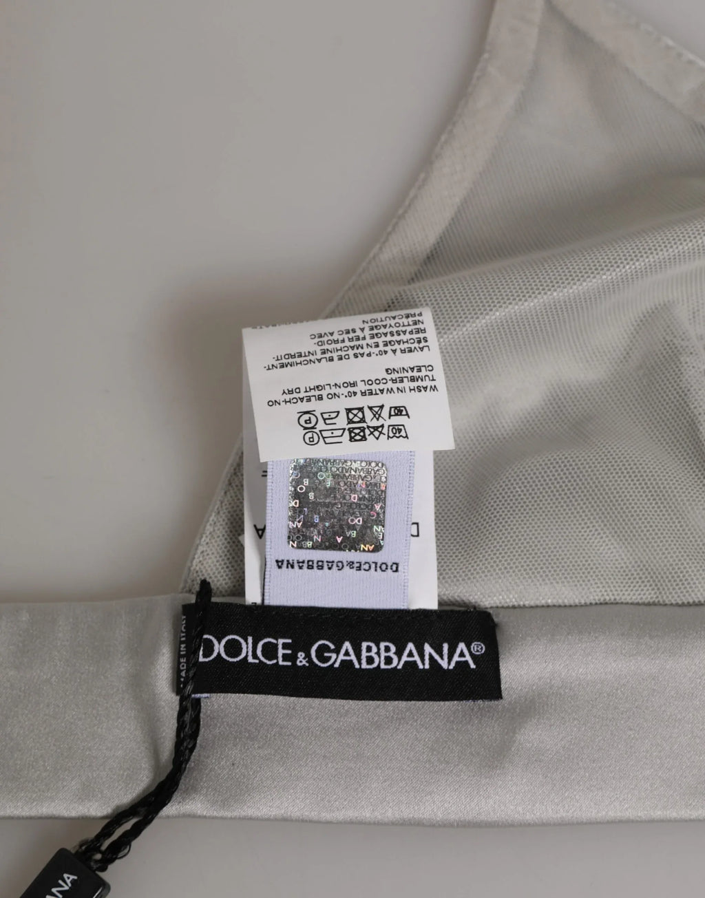 Dolce & Gabbana Gray Silk Satin Triangle Soft Cup Bra Underwear - Zeiniez