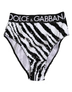 Dolce & Gabbana Black White Stripes High Waist Panty Underwear - Zeiniez