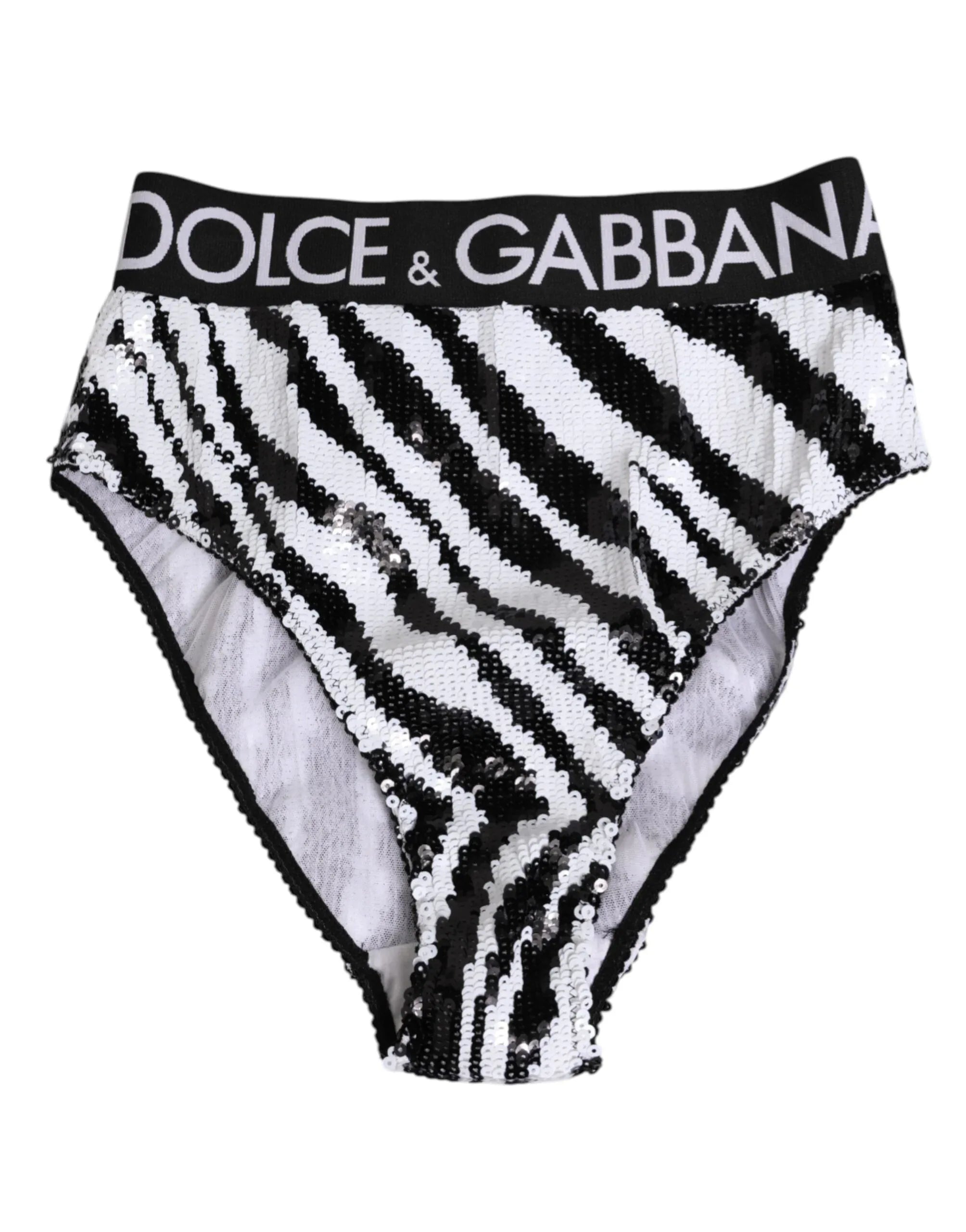 Dolce & Gabbana Black White Stripes High Waist Panty Underwear - Zeiniez