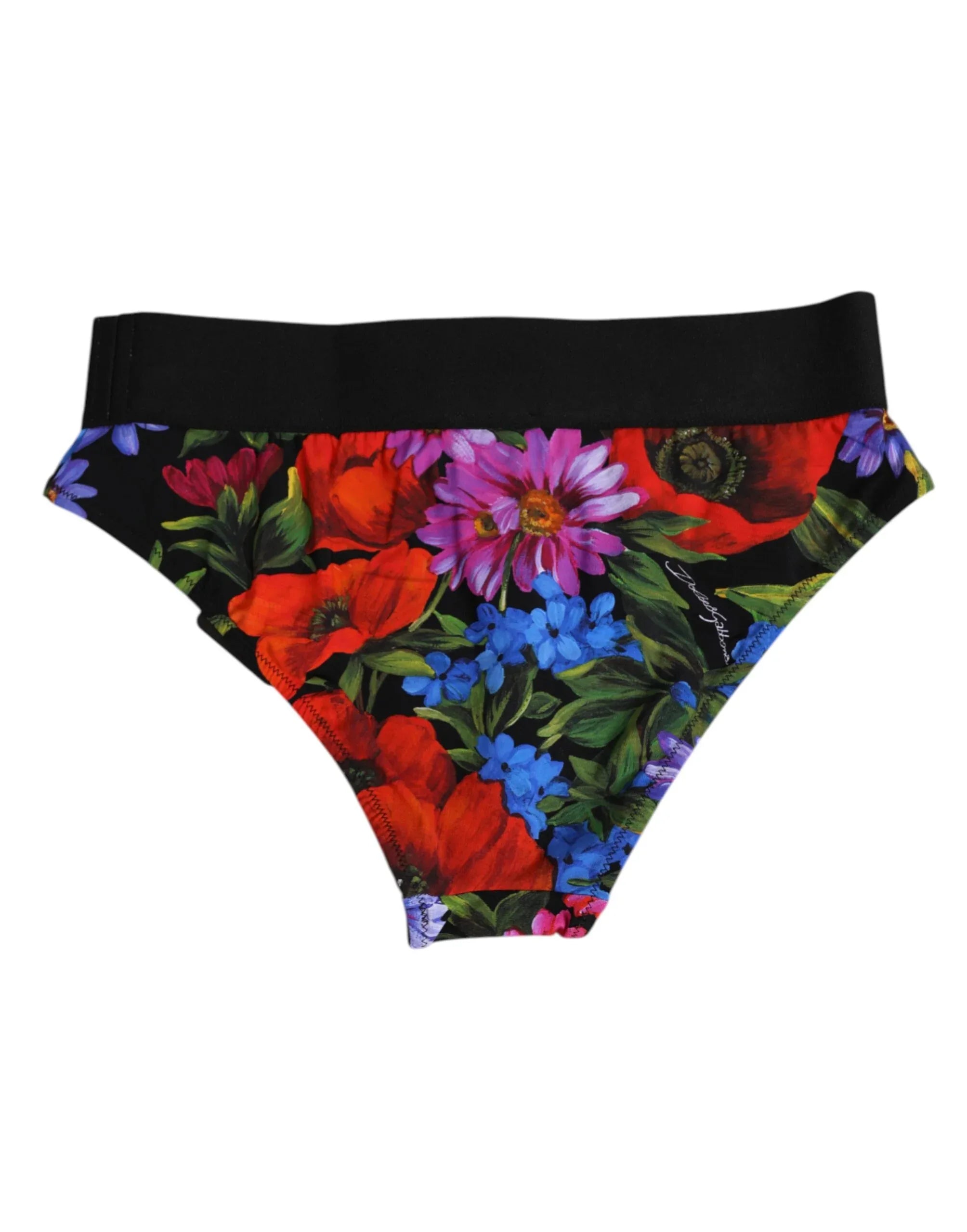 Dolce & Gabbana Black Floral Print High Waist Panty Underwear - Zeiniez