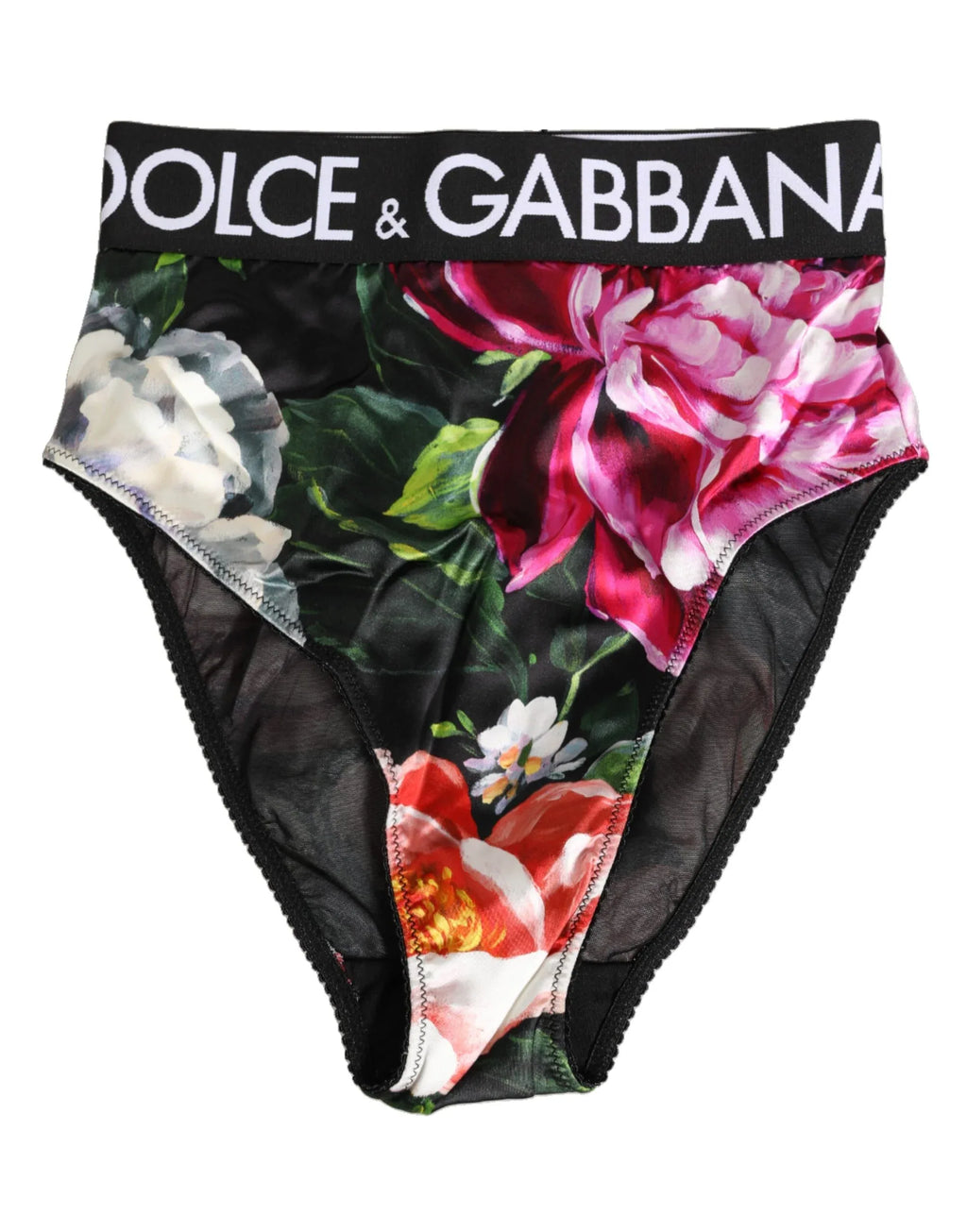 Dolce & Gabbana Black Floral Print High Waist Panty Underwear - Zeiniez